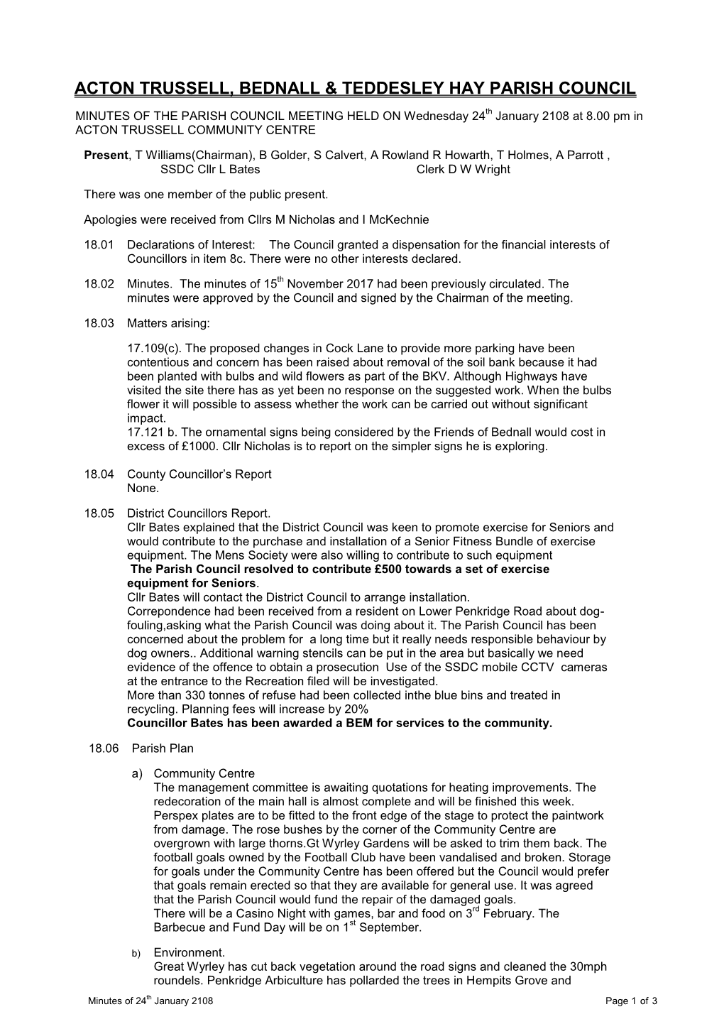 Acton Trussell, Bednall & Teddesley Hay Parish Council