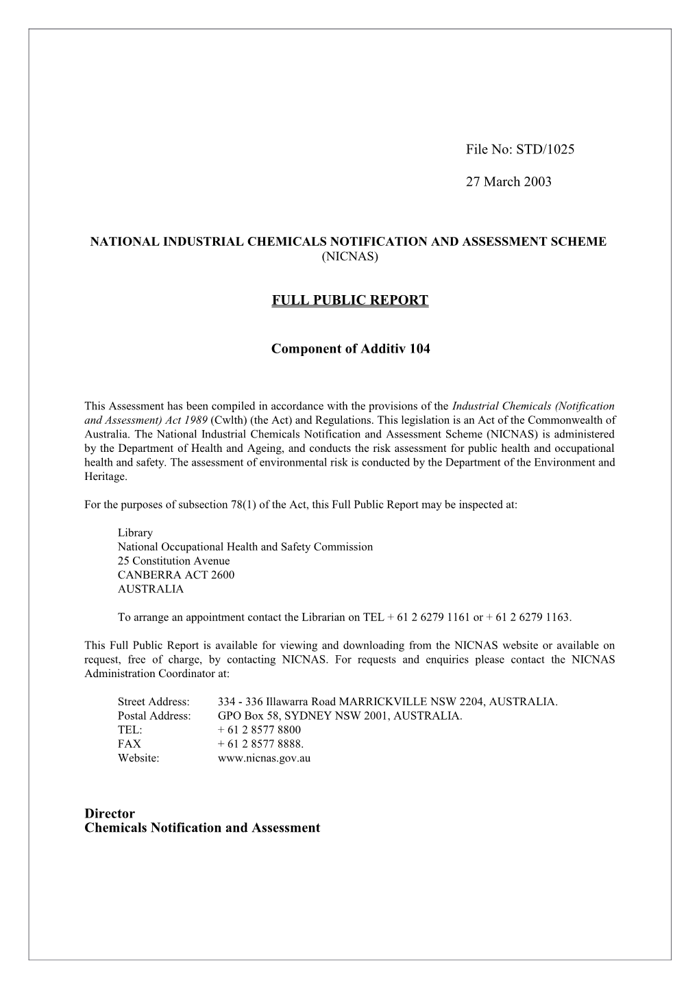 National Industrial Chemicals Notification and Assessment Scheme s14