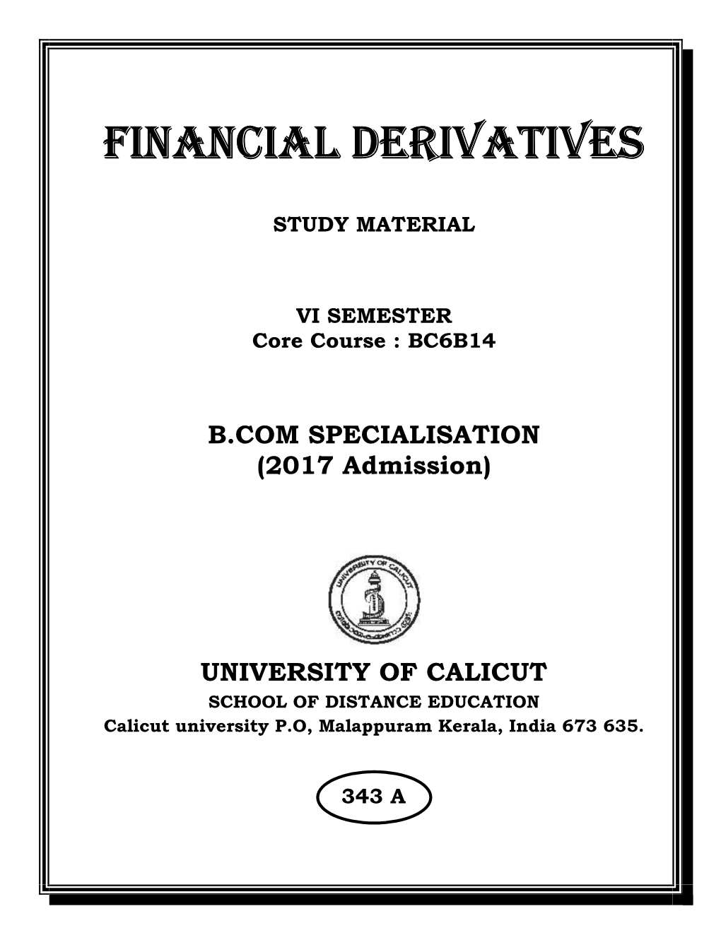 Financial Derivatives