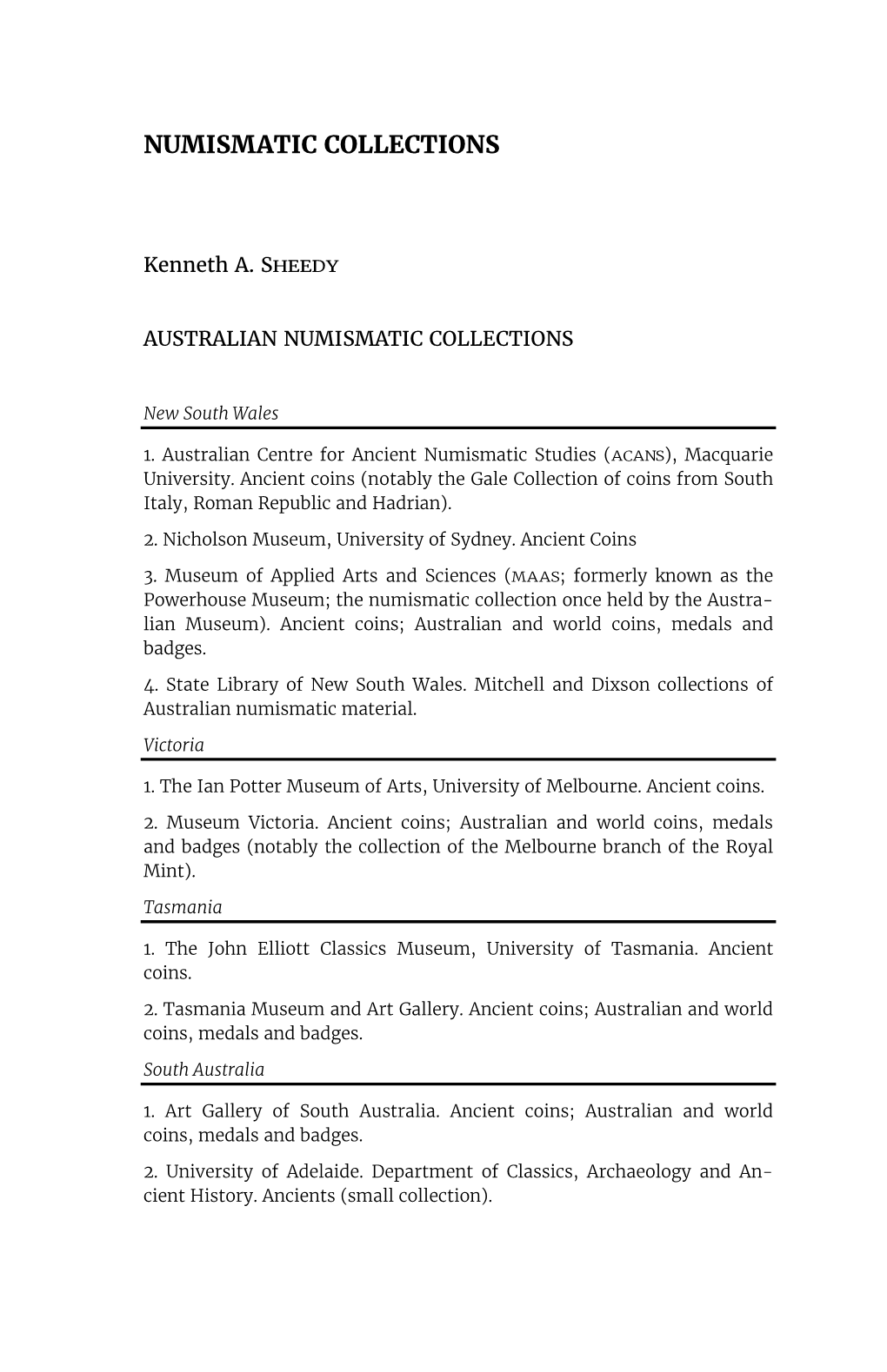 Numismatic Collections