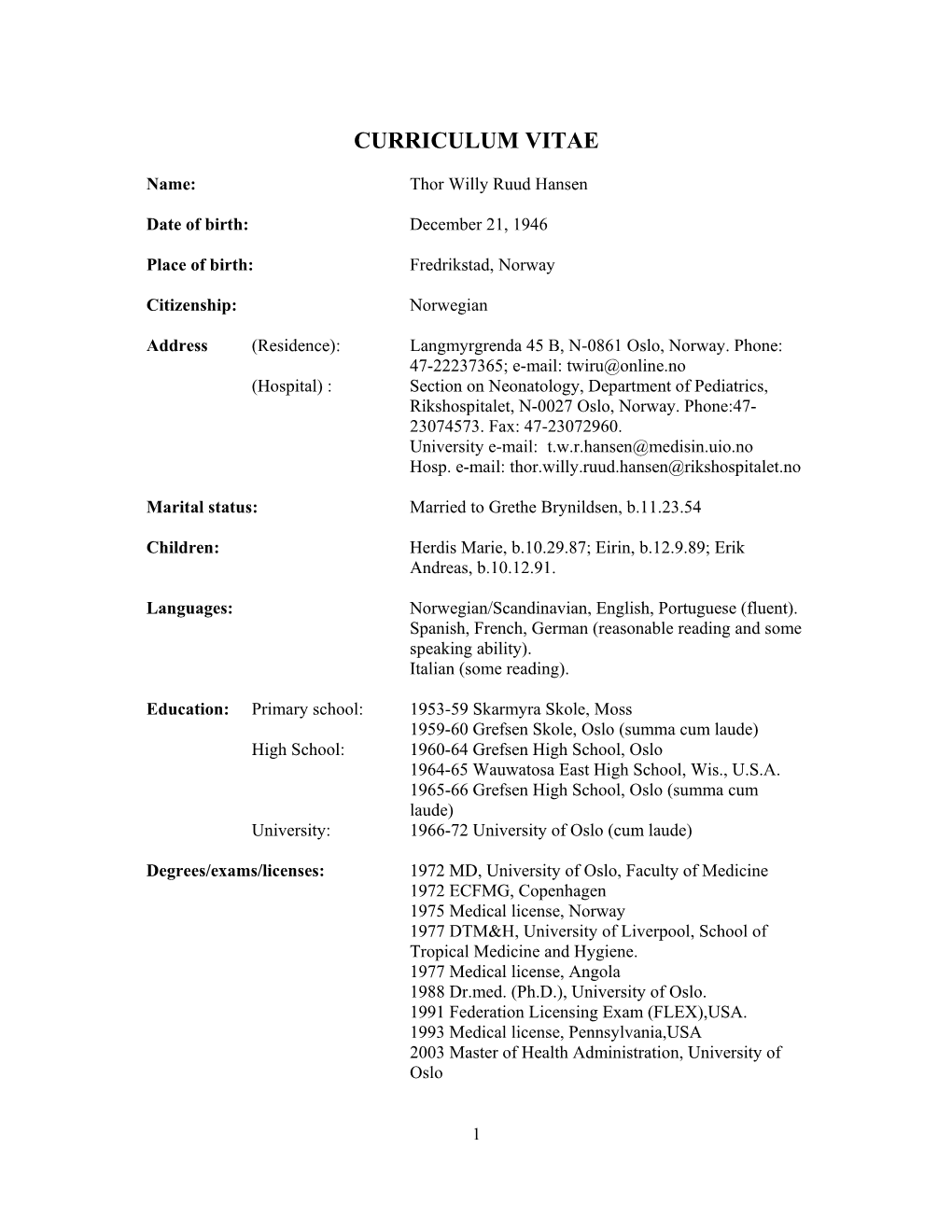 Curriculum Vitae