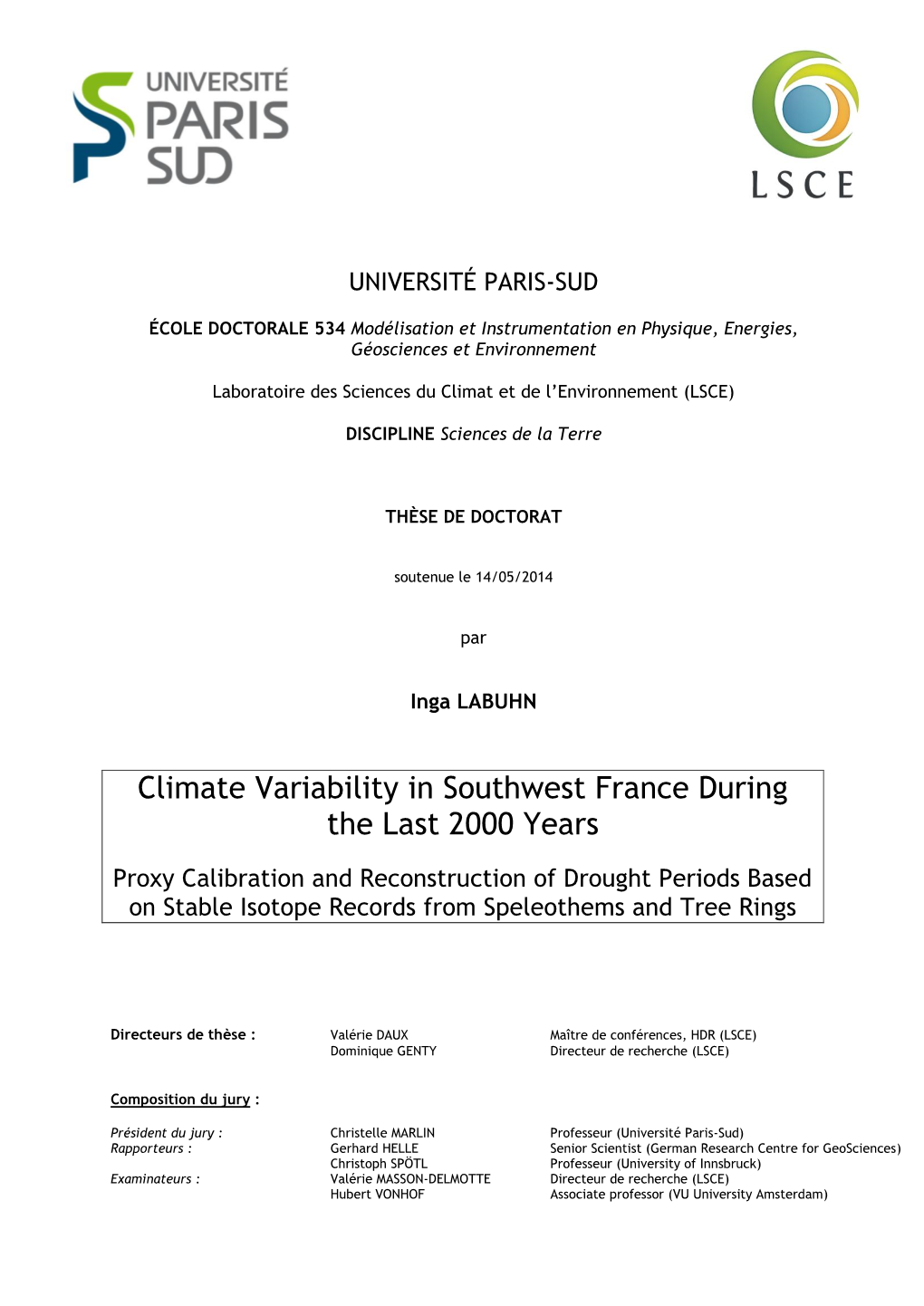 Climate Variability in Southwest France During the Last 2000 Years