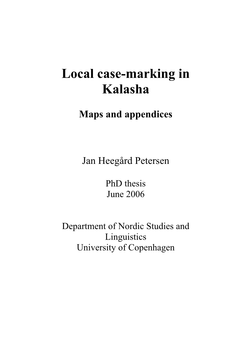 Local Case-Marking in Kalasha