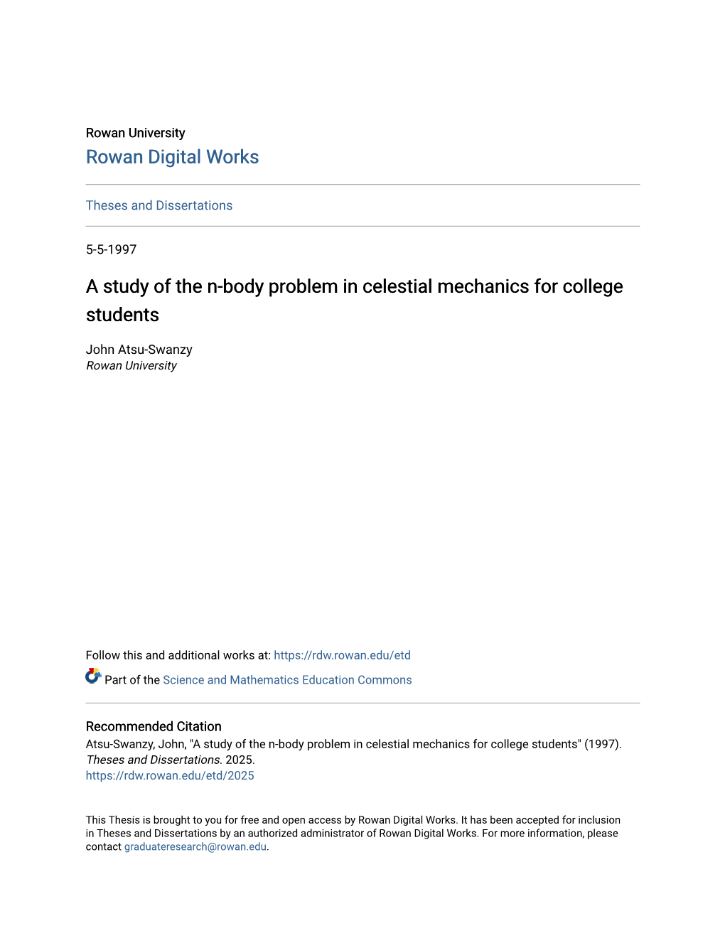 A Study of the N-Body Problem in Celestial Mechanics for College Students