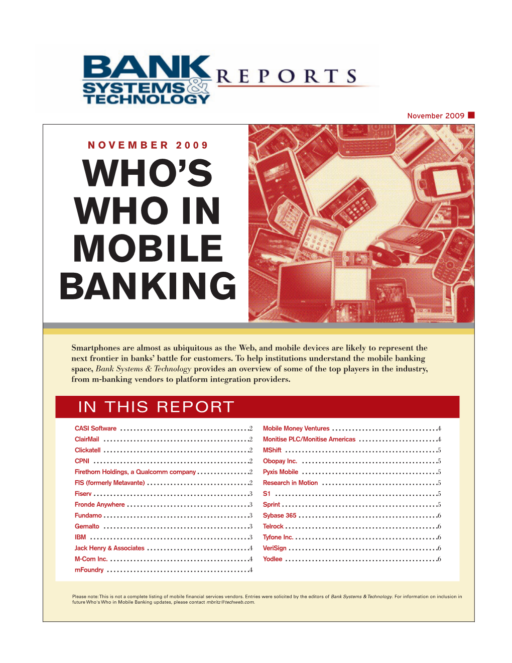 Who's Who in Mobile Banking Updates, Please Contact Mbritz@Techweb.Com