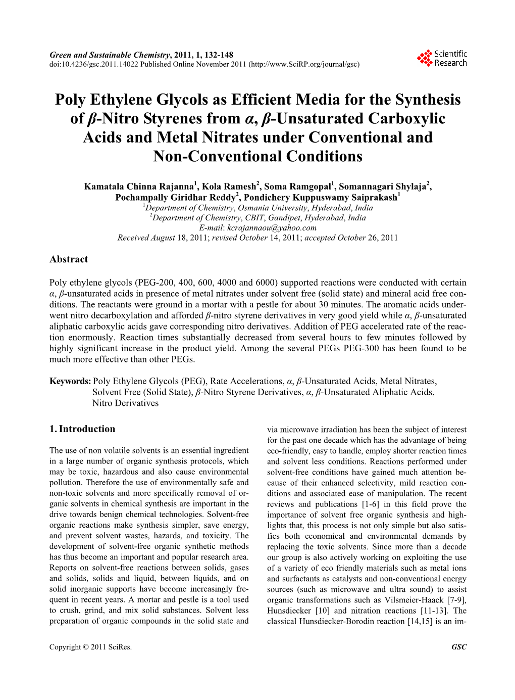 Poly Ethylene Glycols As Efficient