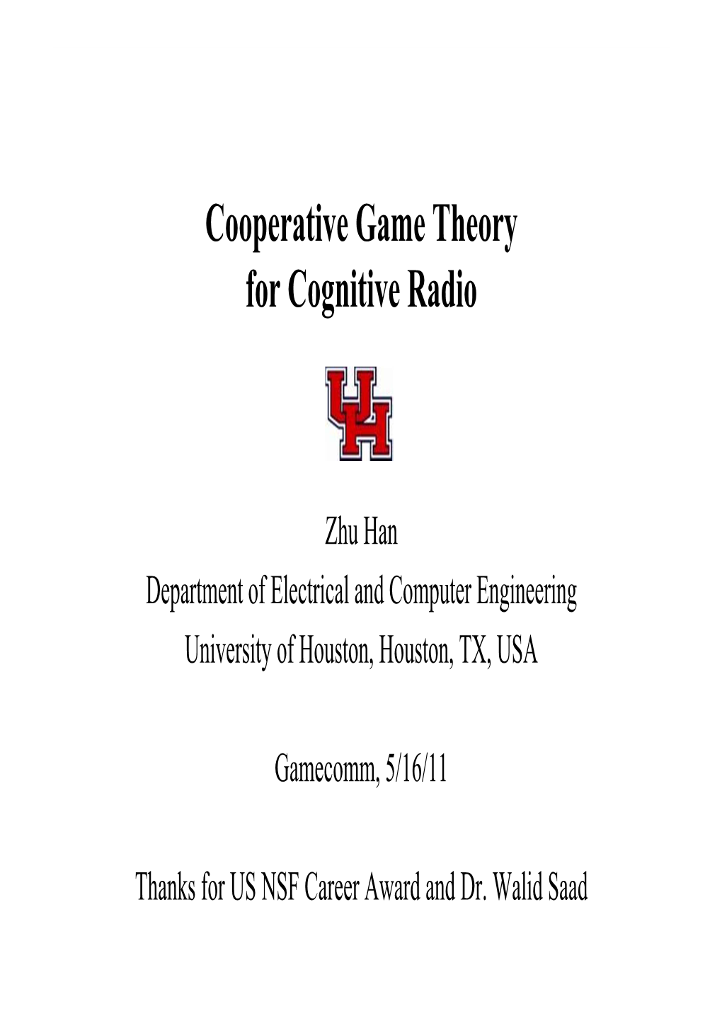 Cooperative Game Theory for Cognitive Radio