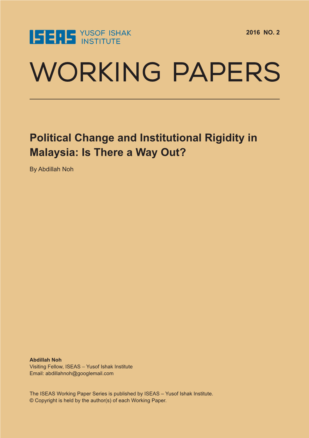 Political Change and Institutional Rigidity in Malaysia: Is There a Way Out?