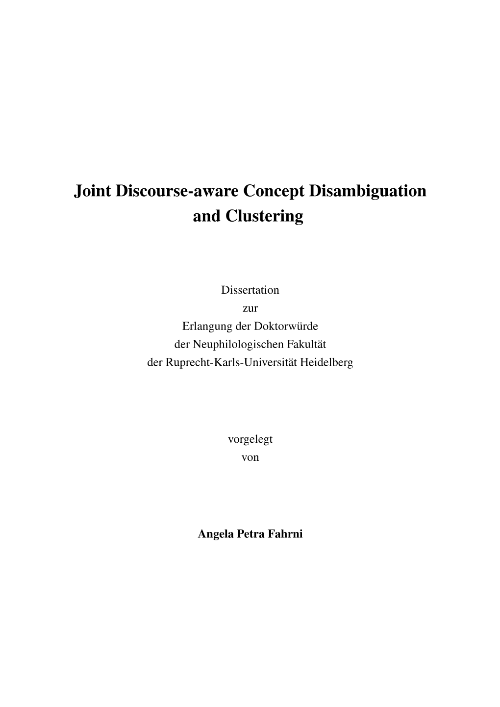 Joint Discourse-Aware Concept Disambiguation and Clustering