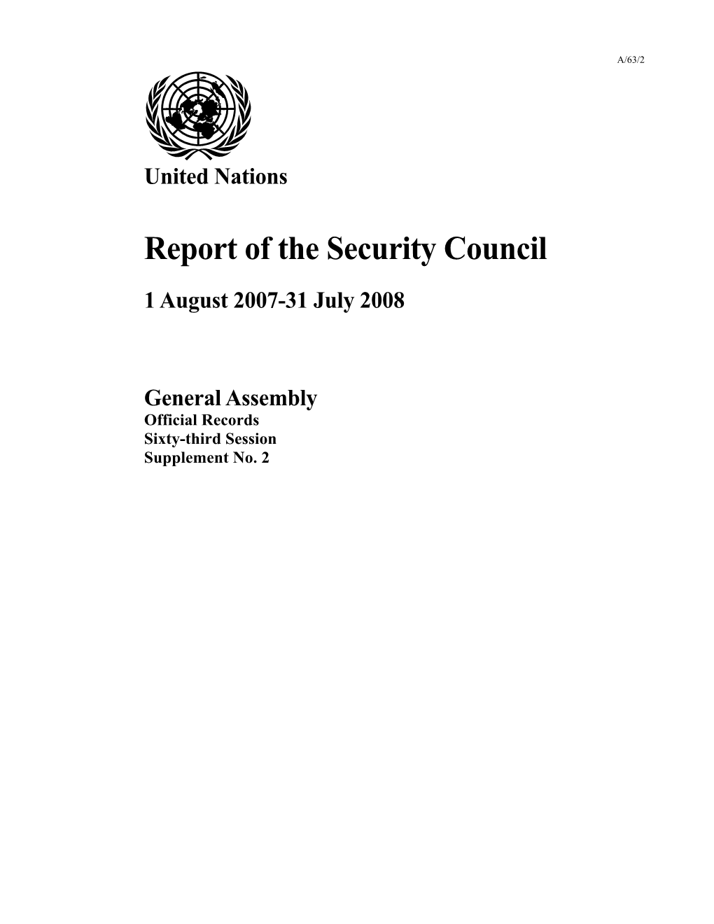 Report of the Security Council