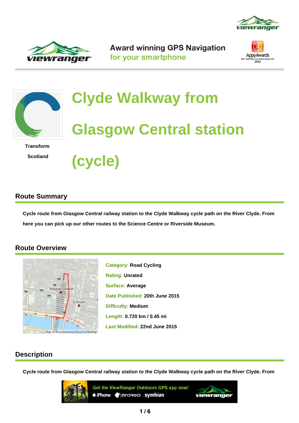 Clyde Walkway from Glasgow Central Station (Cycle)