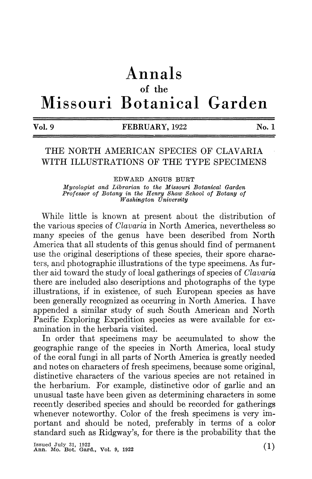 The North American Species of Clavaria with Illustrations of the Type Specimens