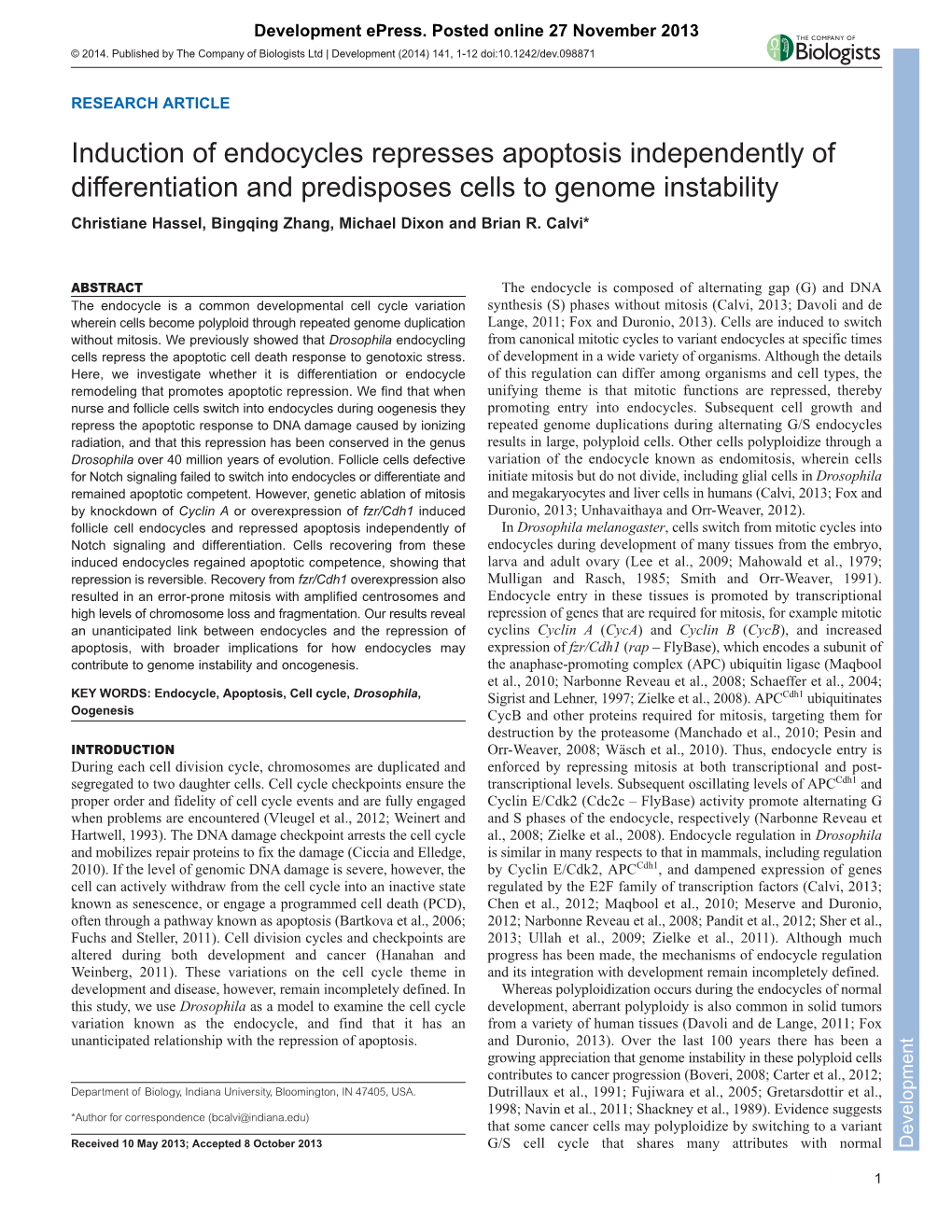 Induction of Endocycles Represses Apoptosis Independently Of