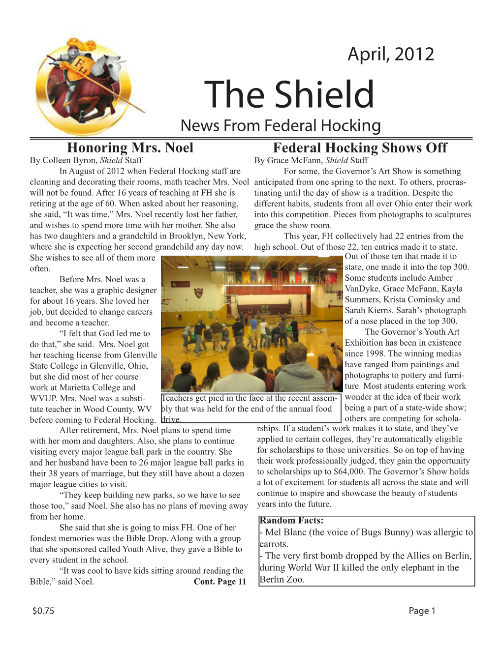 The Shield News from Federal Hocking Honoring Mrs