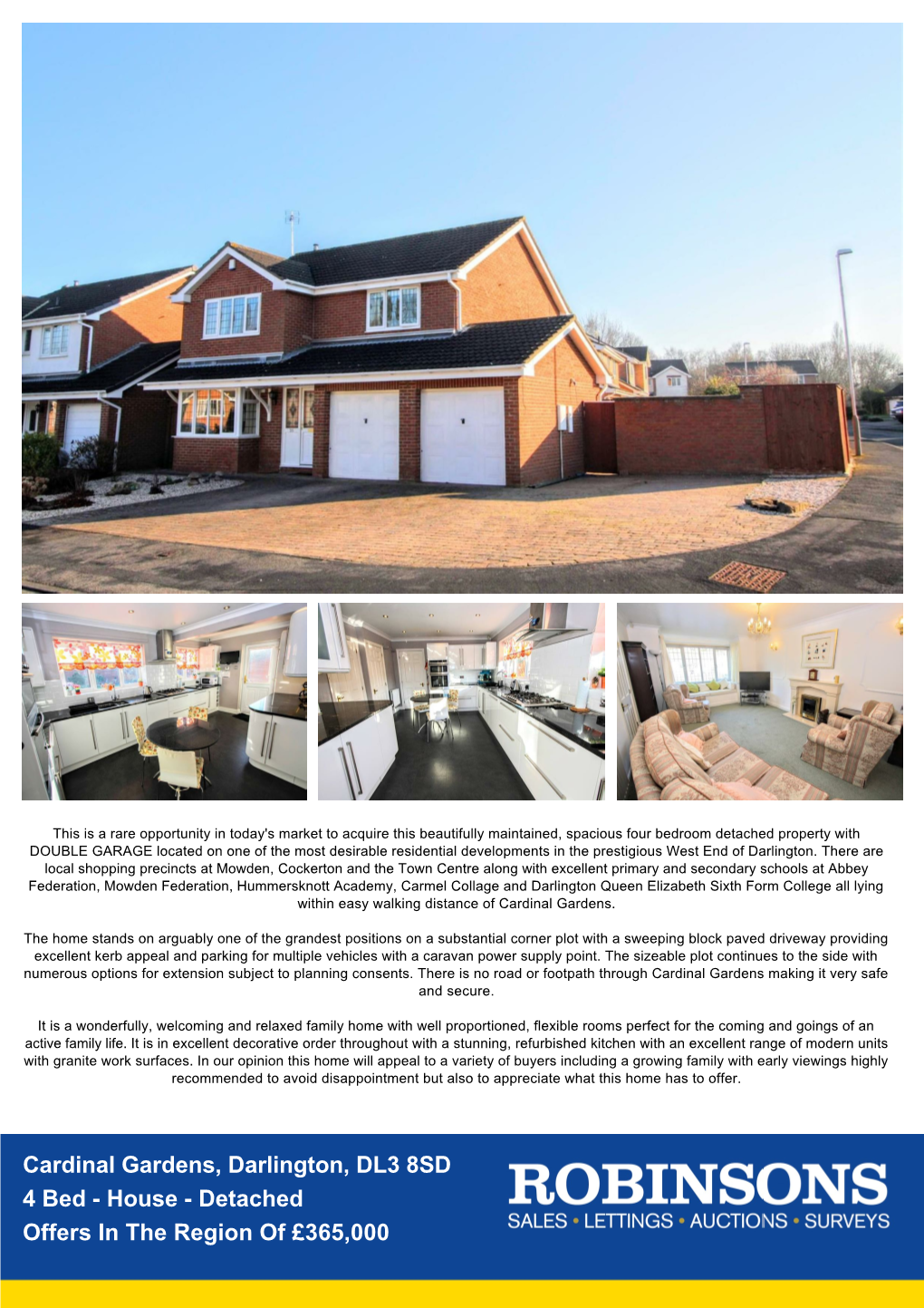 Cardinal Gardens, Darlington, DL3 8SD 4 Bed - House - Detached Offers in the Region of £365,000 Cardinal Gardens, Darlington, DL3 8SD