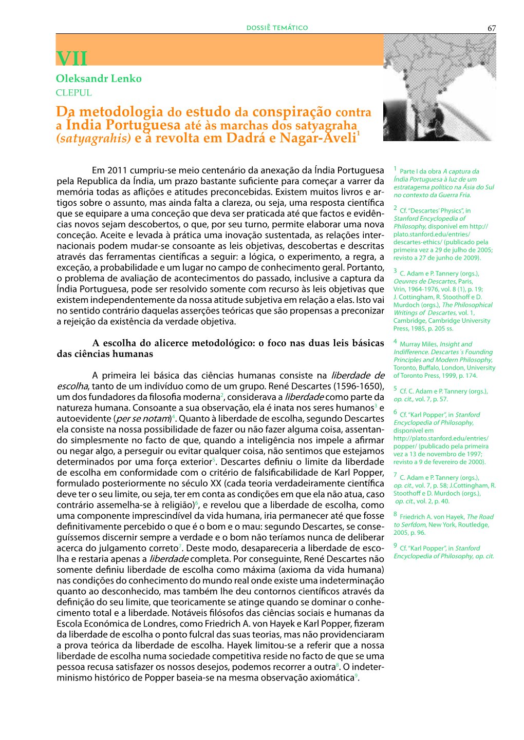 Da Metodologia Do Estudo Da Conspiração Contra a Índia Portuguesa Até Às Marchas Dos Satyagraha (Satyagrahis) E À Revolta Em Dadrá E Nagar-Aveli 1