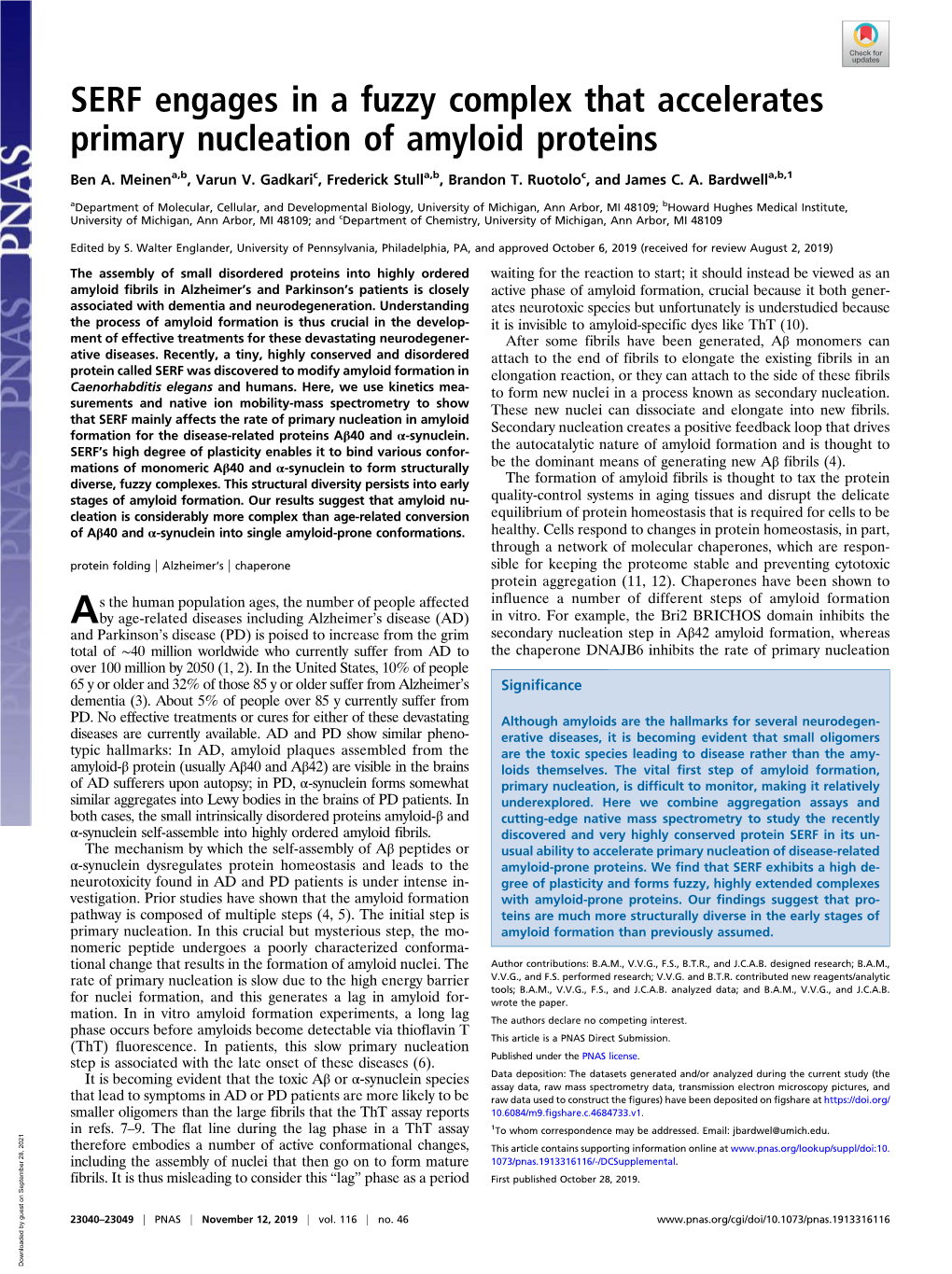 SERF Engages in a Fuzzy Complex That Accelerates Primary Nucleation of Amyloid Proteins