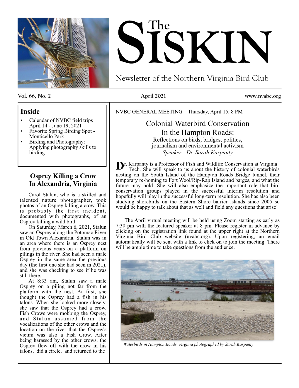 NVBC April 2021 Siskin 29 March 2021