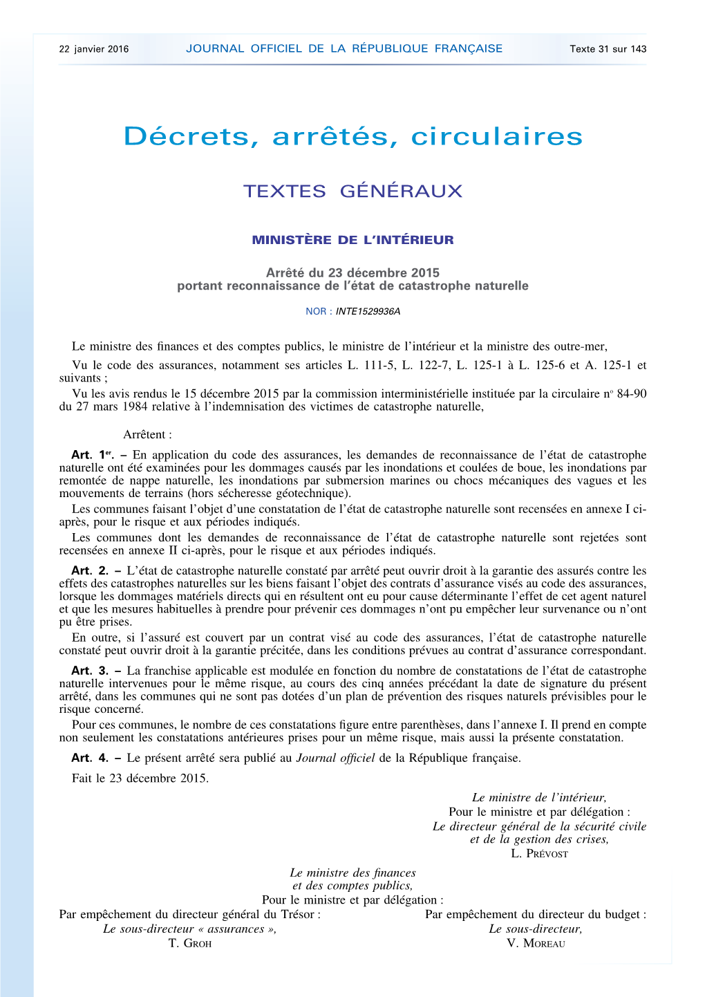 JOURNAL OFFICIEL DE LA RÉPUBLIQUE FRANÇAISE Texte 31 Sur 143