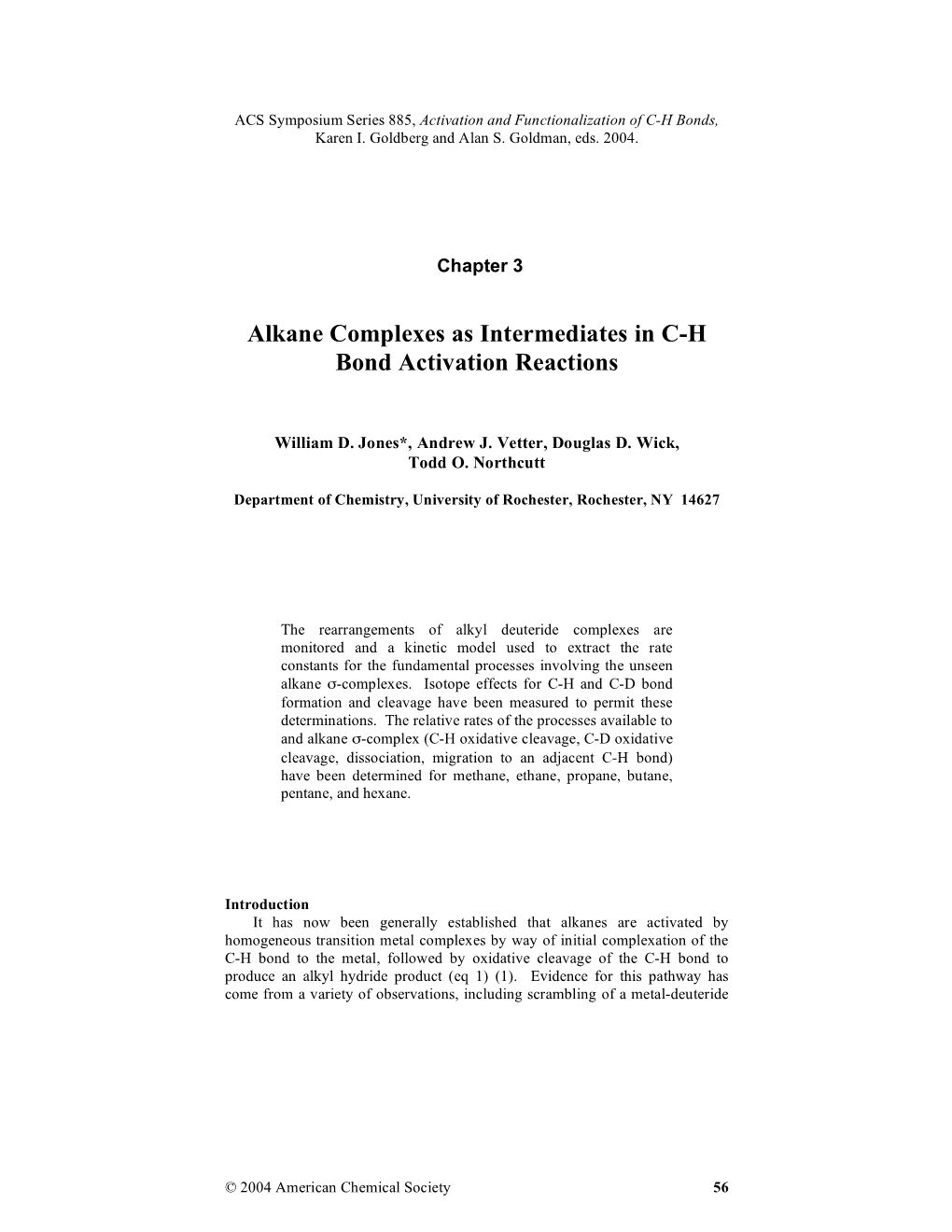 Alkane Complexes As Intermediates in C-H Bond Activation Reactions