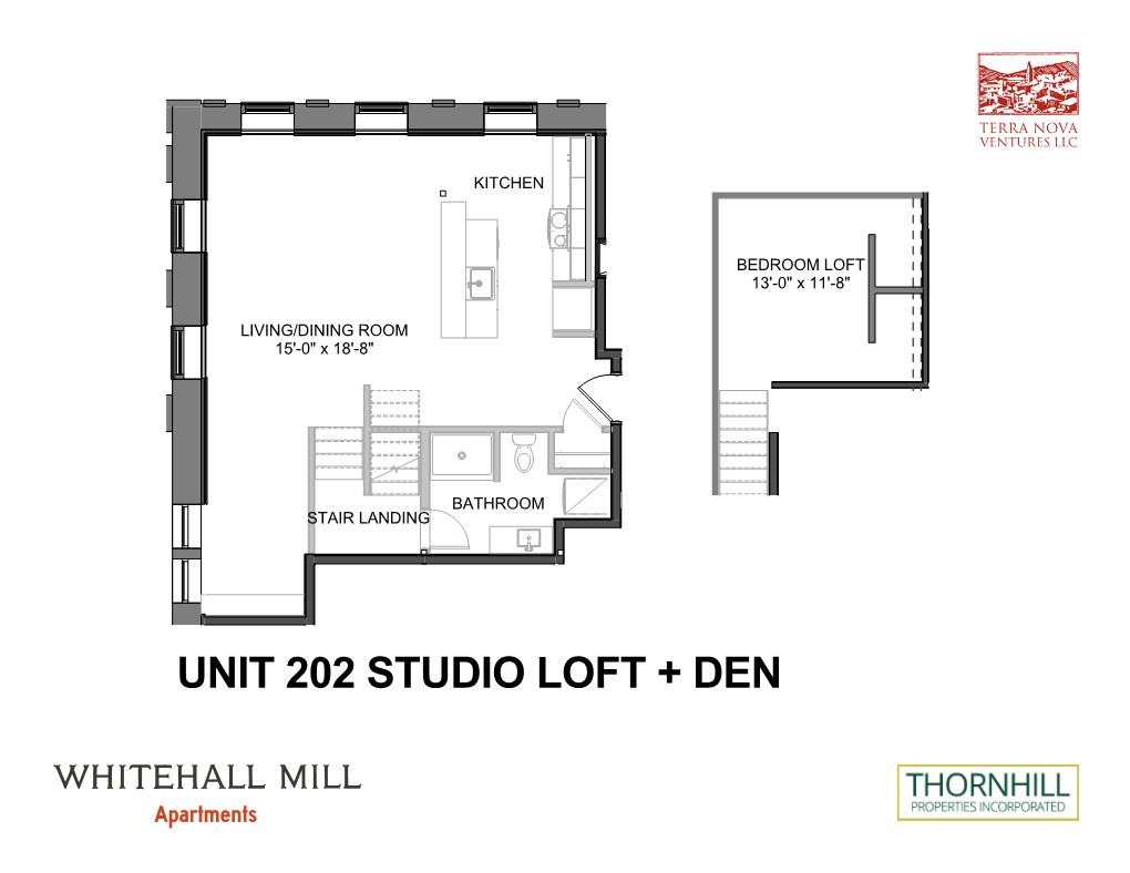 Unit 202 Studio Loft + Den 855 Sf