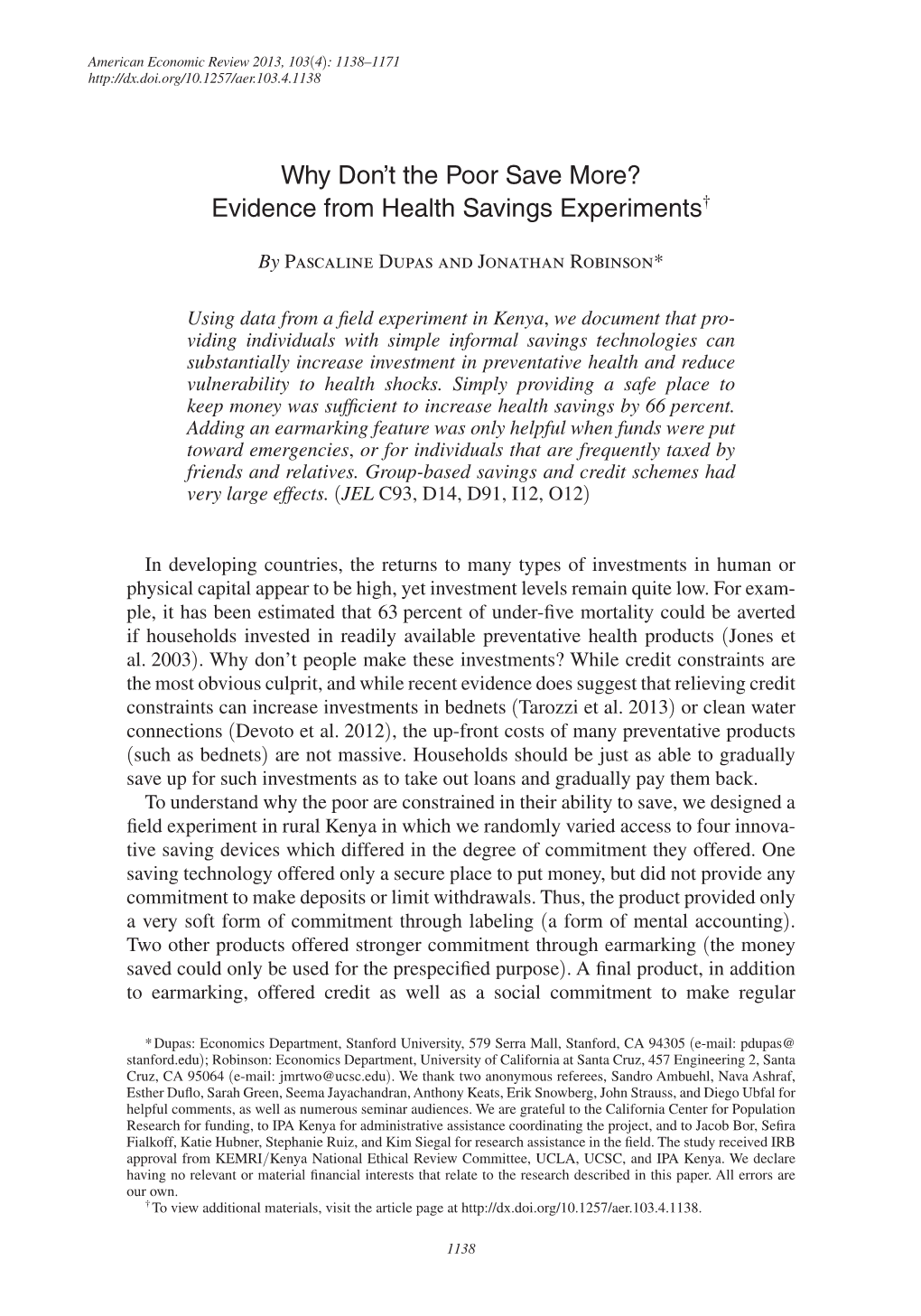 Evidence from Health Savings Experiments†