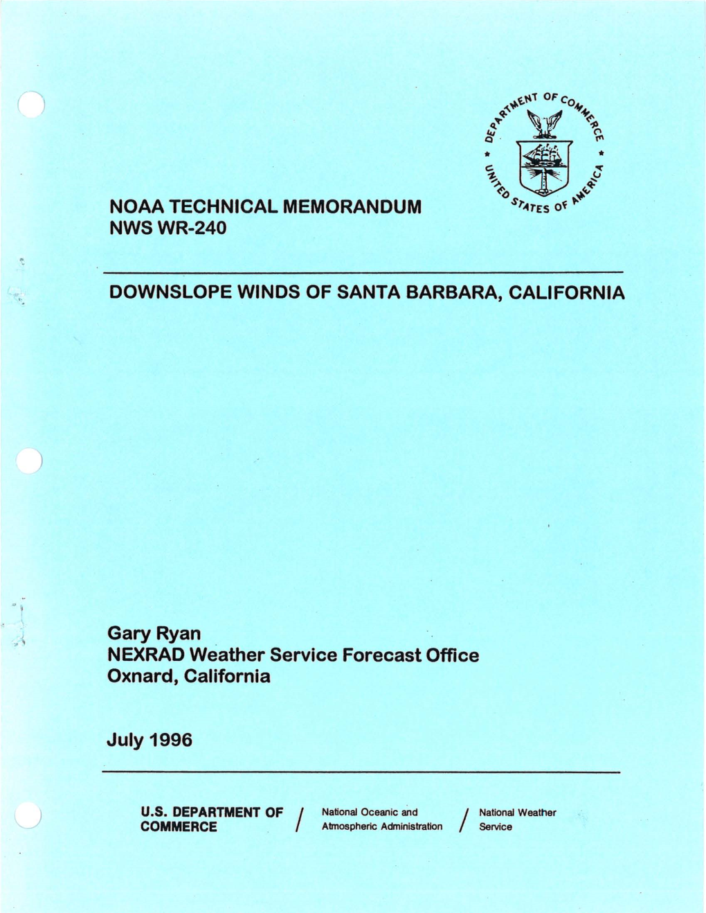 Noaa Technical Memorandum Nwswr-240 Downslope