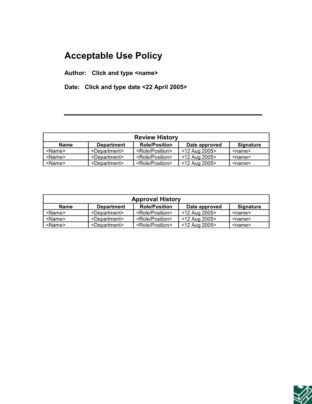 Acceptable Use Policy