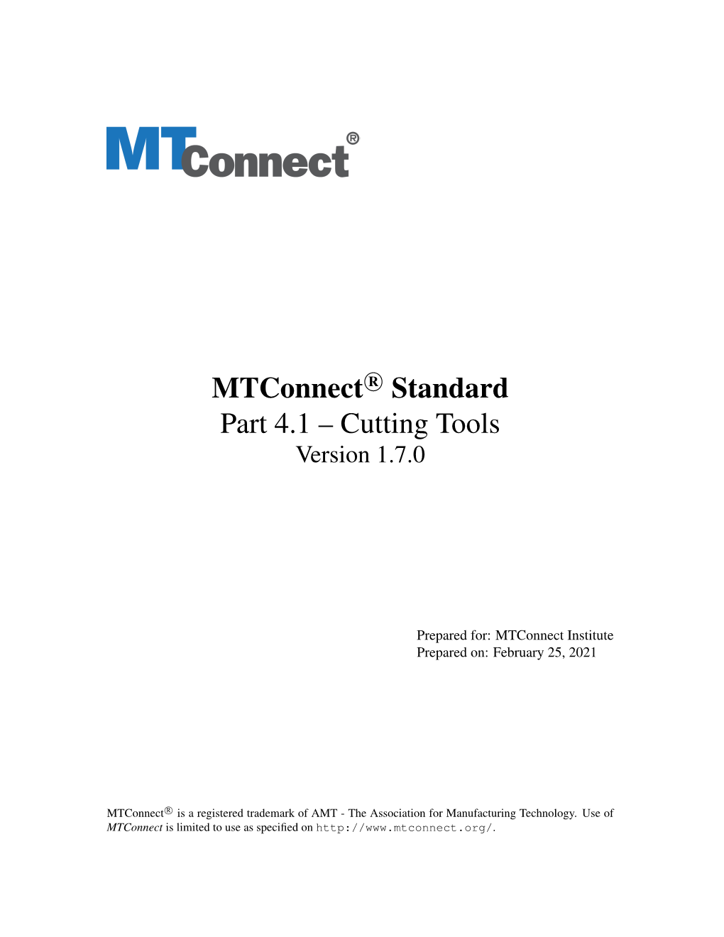 Mtconnectr Standard Part 4.1 – Cutting Tools