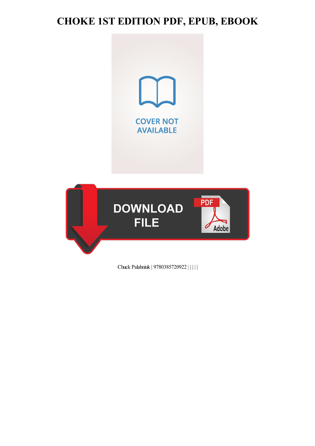 {PDF} Choke 1St Edition Ebook, Epub