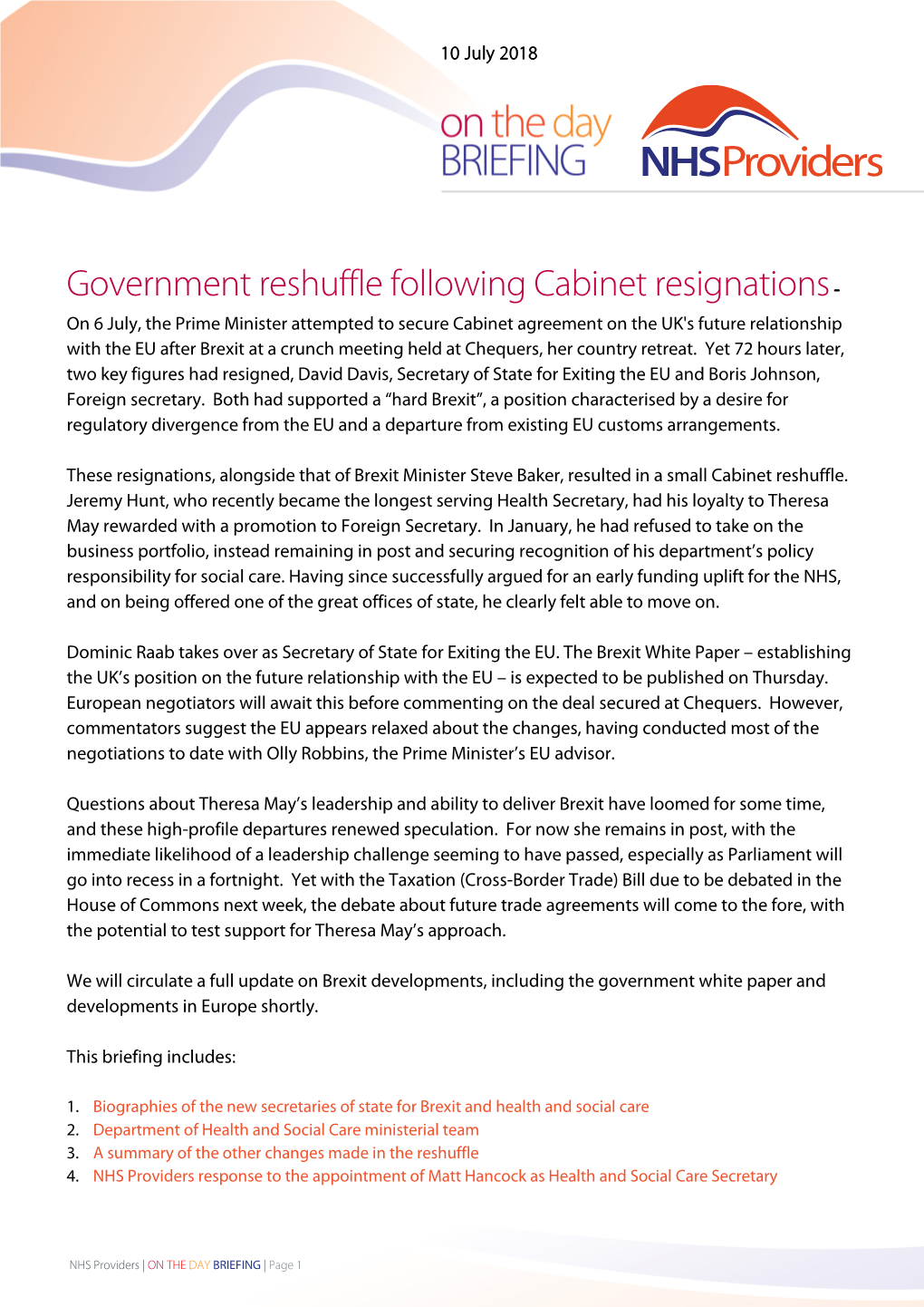 Government Reshuffle Following Cabinet Resignations