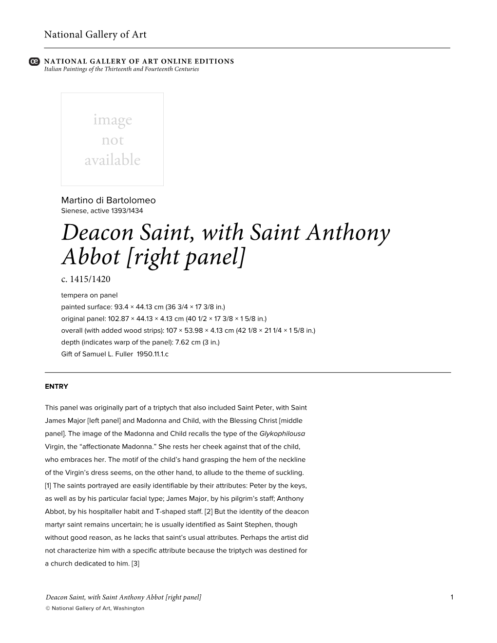 Deacon Saint, with Saint Anthony Abbot [Right Panel] C