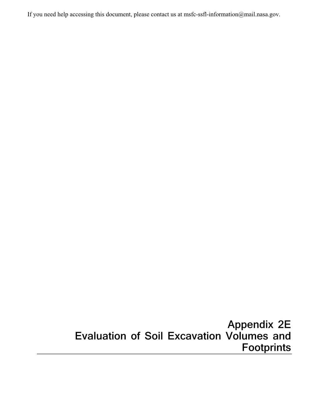 Appendix 2E Evaluation of Soil Excavation Volumes and Footprints