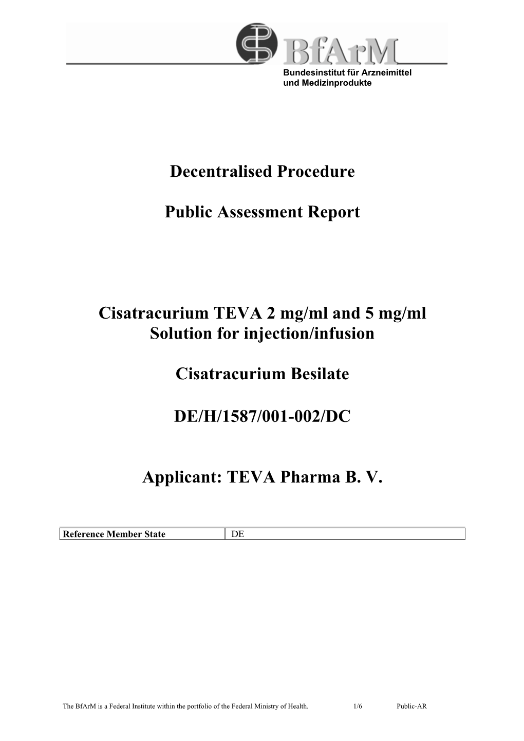 Decentralised Procedure Public Assessment Report Cisatracurium