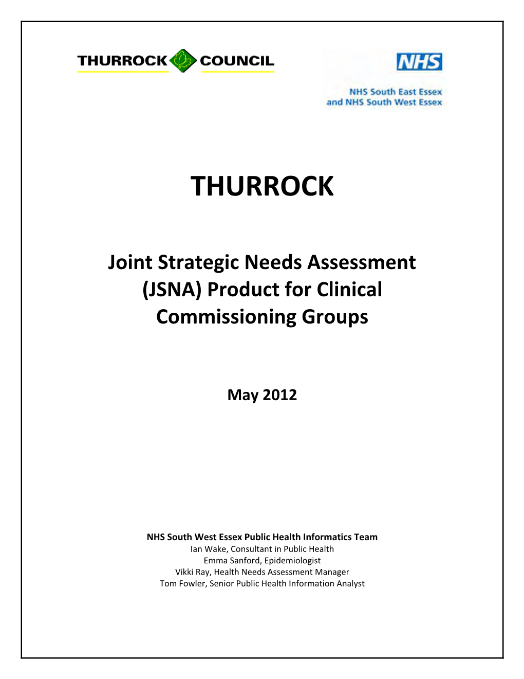 JSNA) Product for Clinical Commissioning Groups