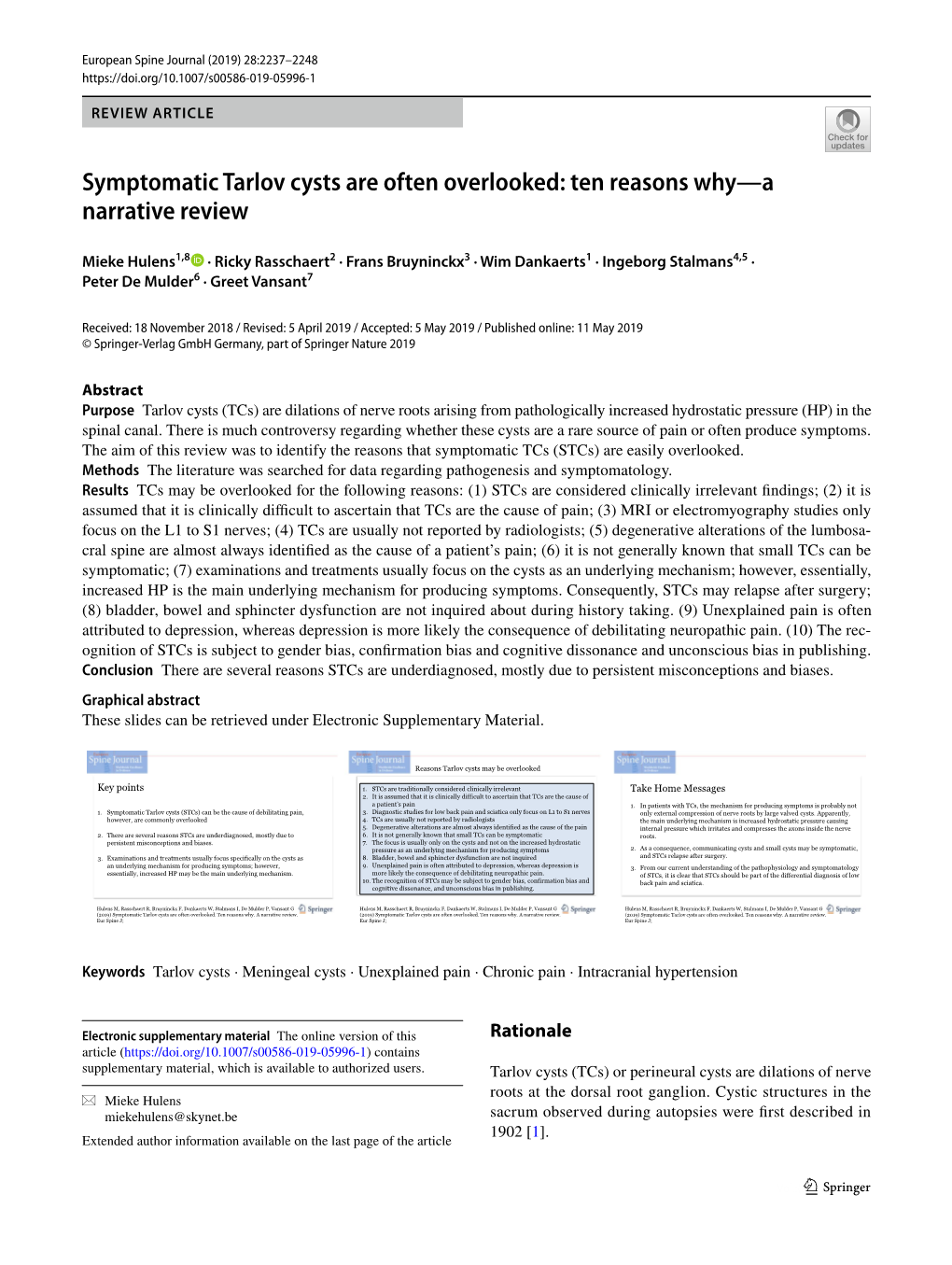 Symptomatic Tarlov Cysts Are Often Overlooked: Ten Reasons Why—A Narrative Review