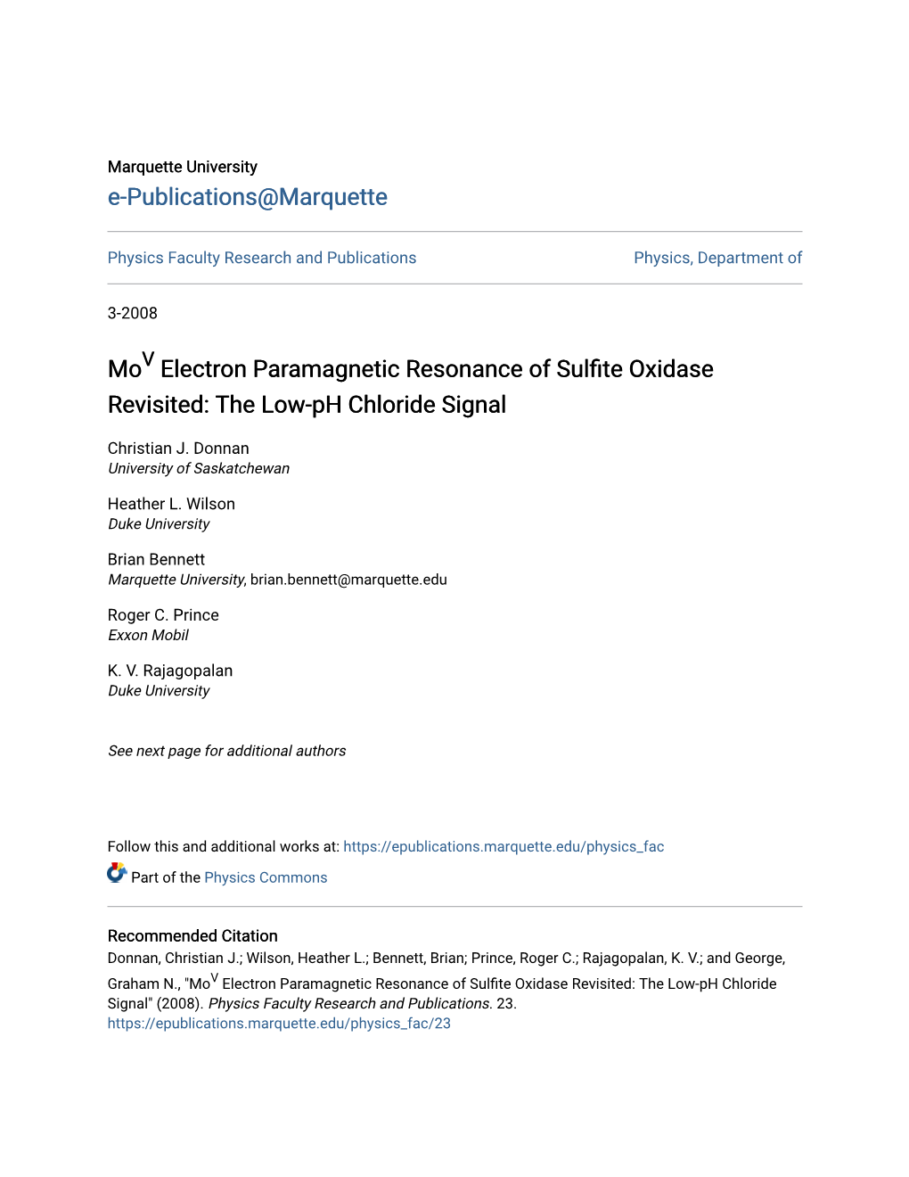 Mov Electron Paramagnetic Resonance of Sulfite Oxidase Revisited: the Low-Ph Chloride Signal