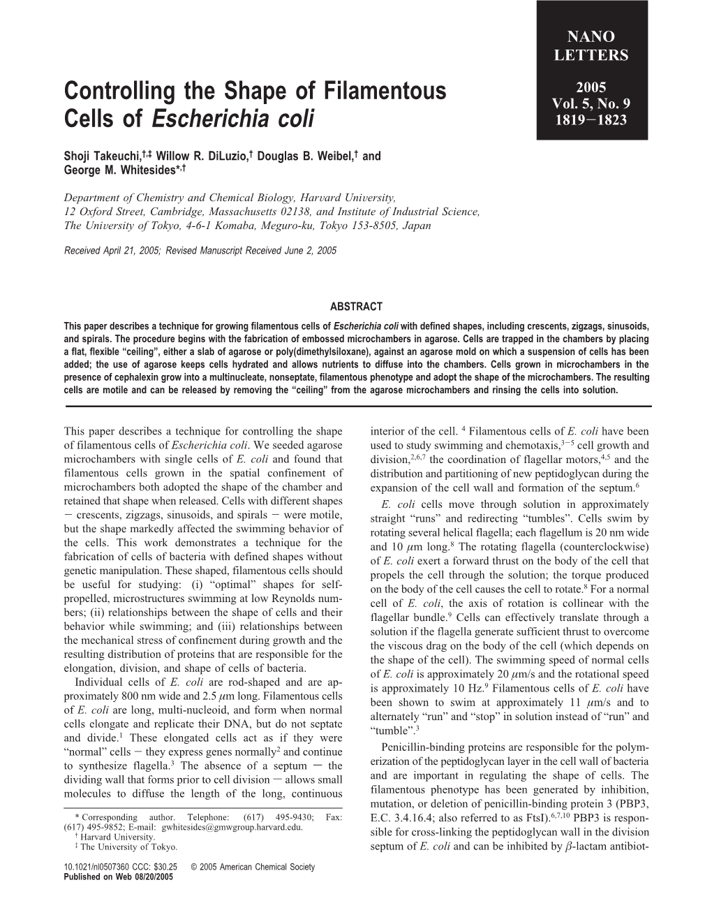 Cells of Escherichia Coli 1819-1823