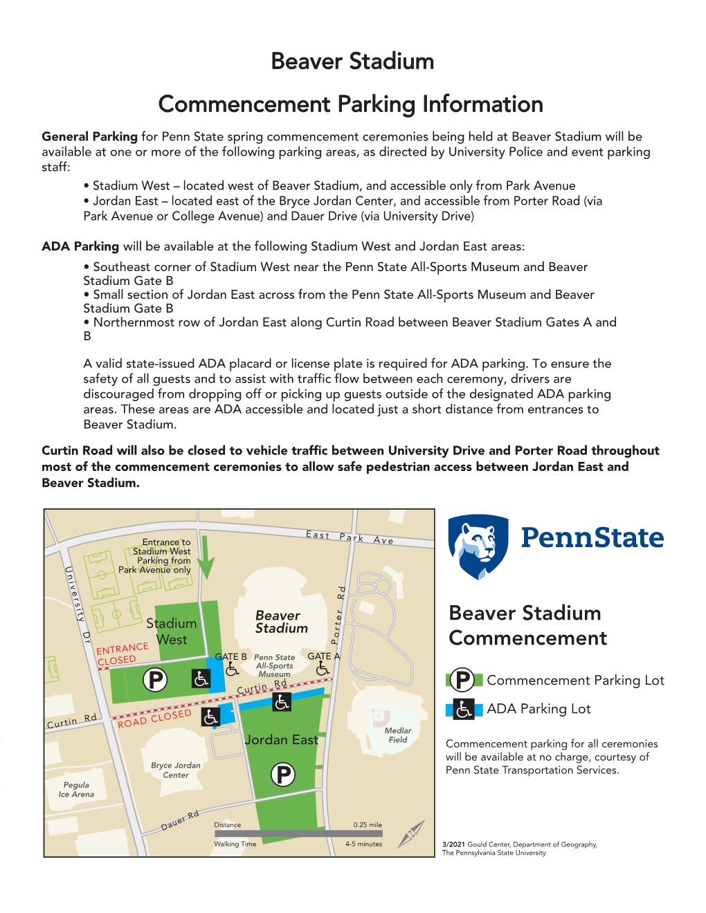 Beaver Stadium Commencement Parking Information