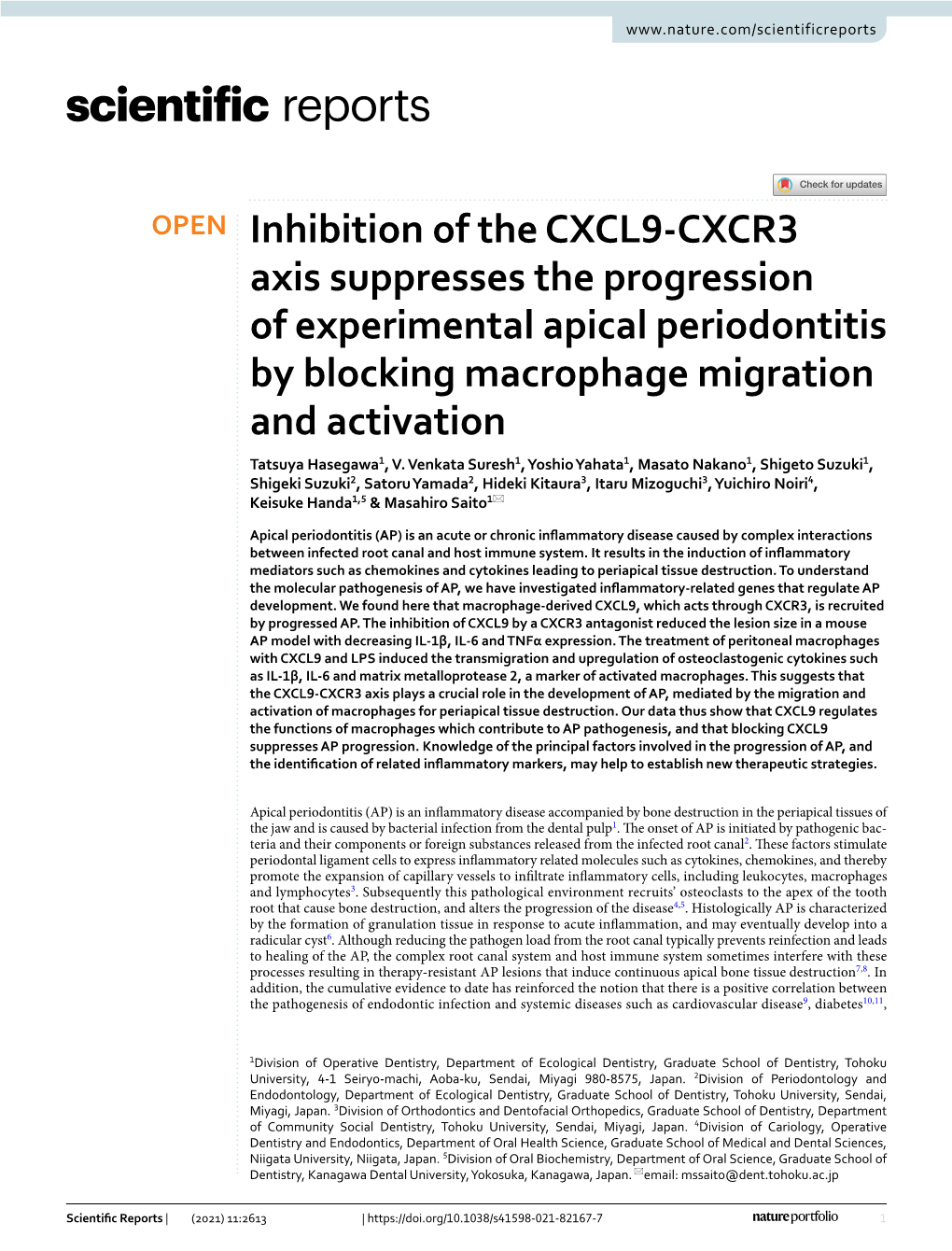 Inhibition of the CXCL9-CXCR3 Axis Suppresses the Progression Of