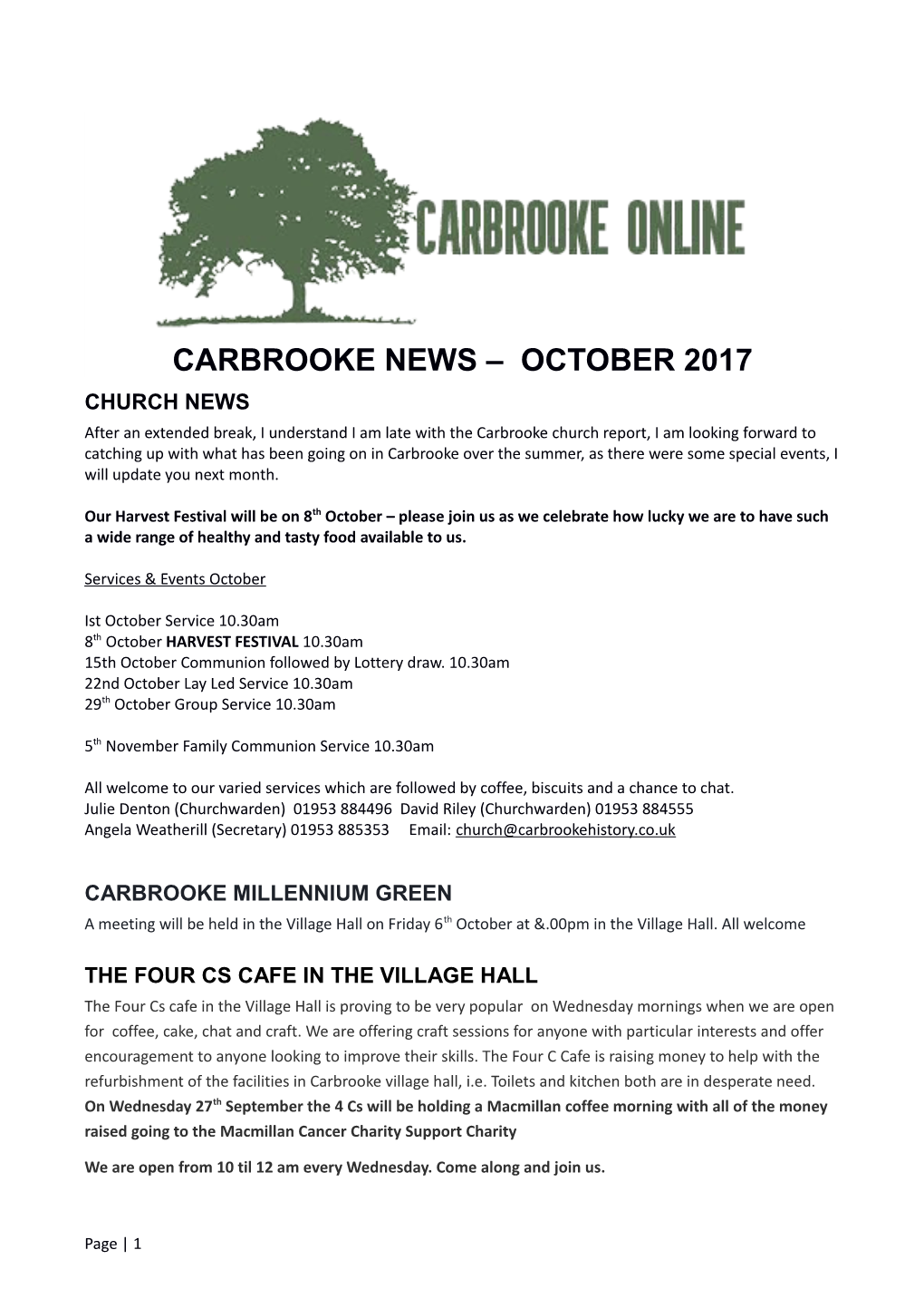 Carbrooke Newsletter