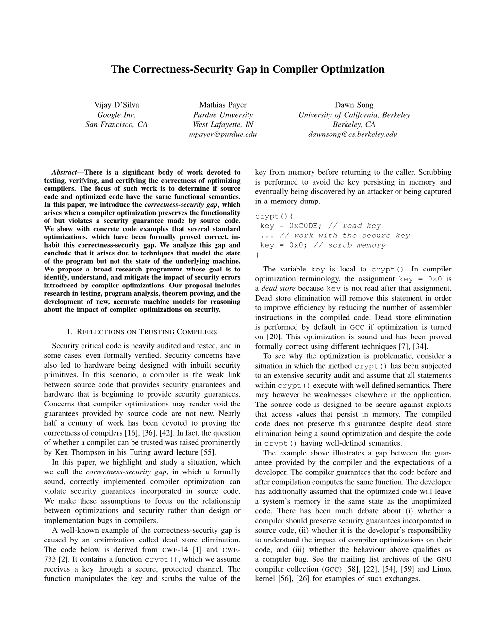 The Correctness-Security Gap in Compiler Optimization