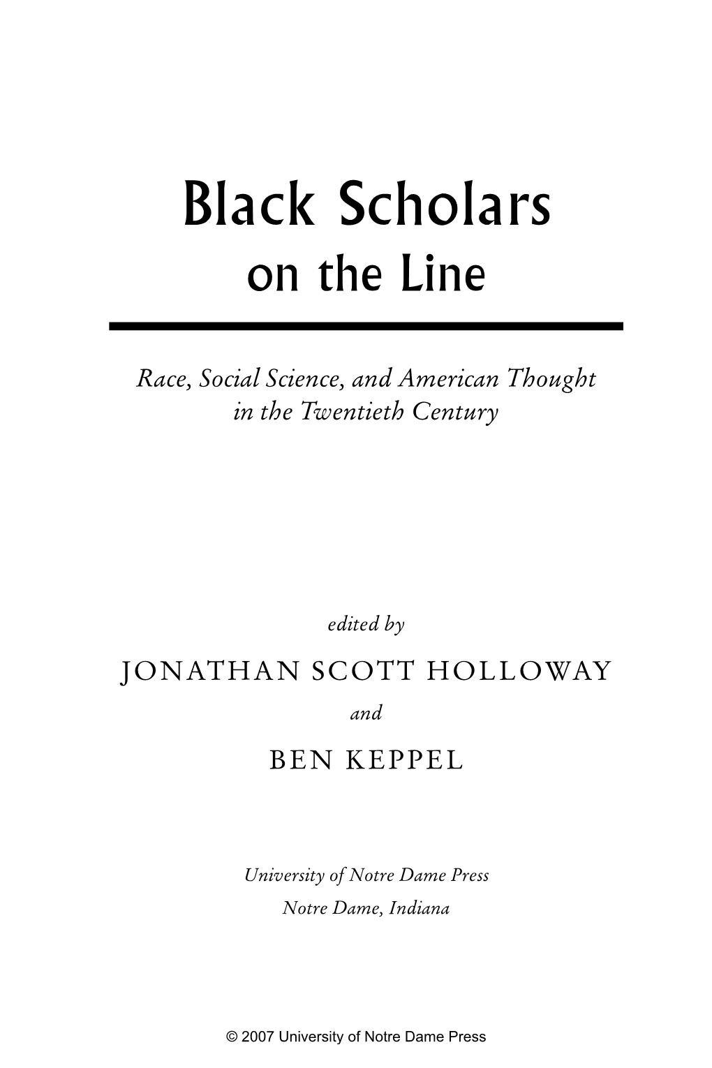 Black Scholars on the Line