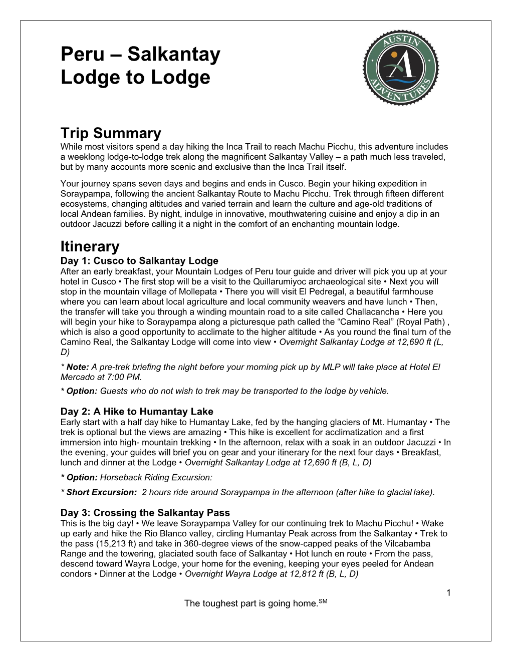 Peru – Salkantay Lodge to Lodge