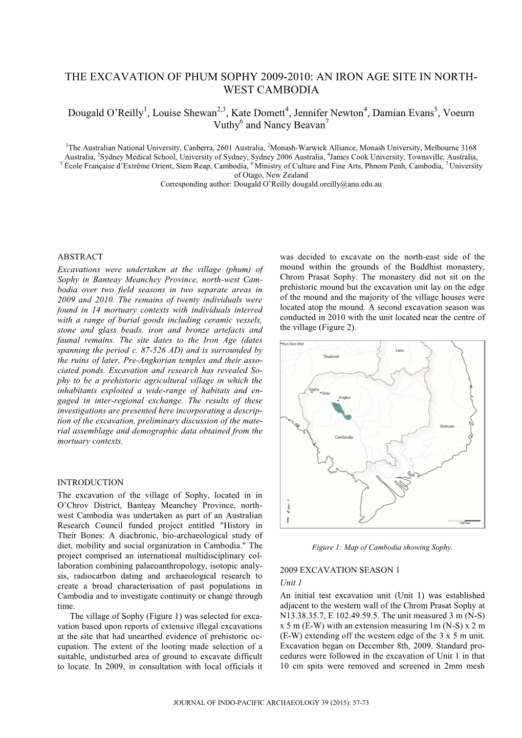 The Excavation of Phum Sophy 2009-2010: an Iron Age Site in North- West Cambodia