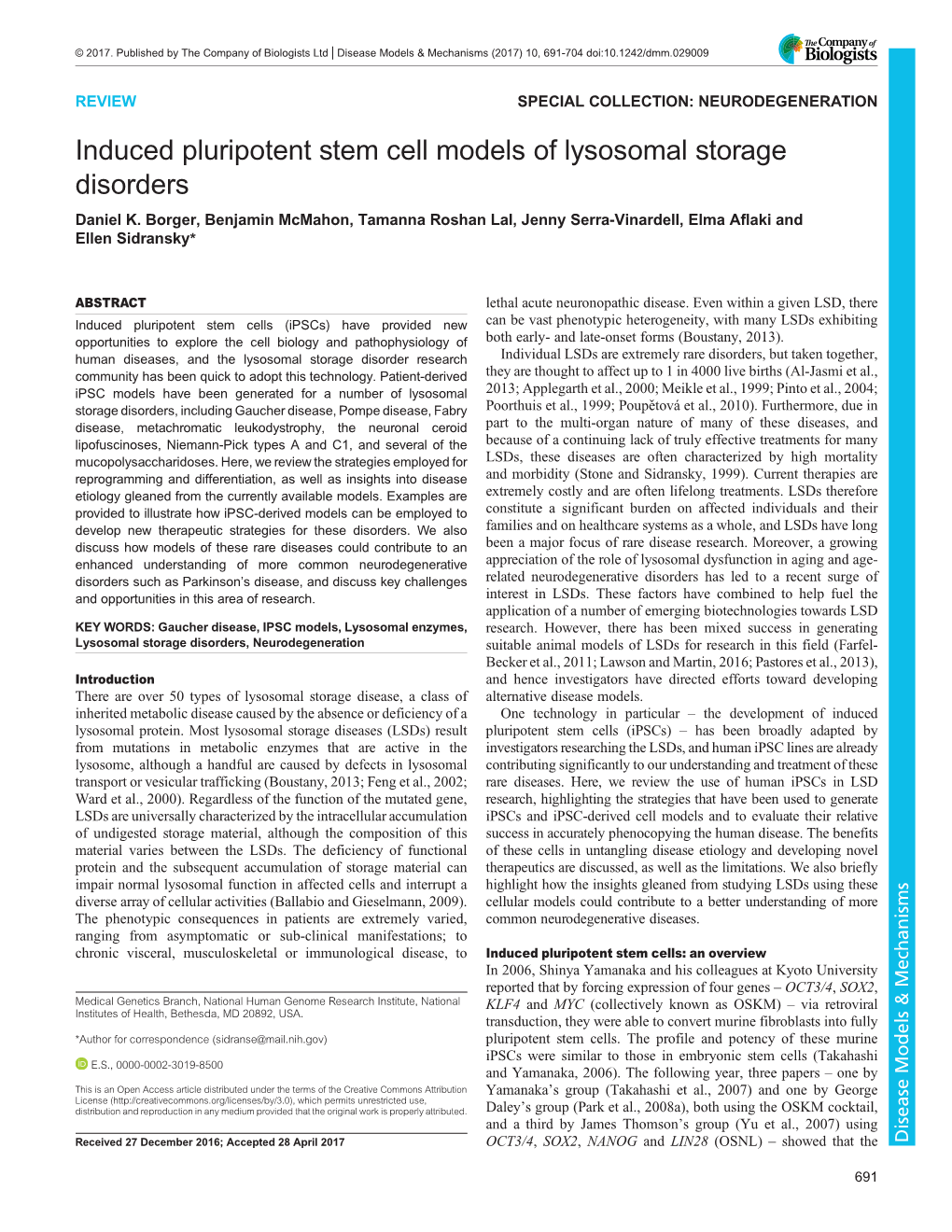 Induced Pluripotent Stem Cell Models of Lysosomal Storage Disorders Daniel K