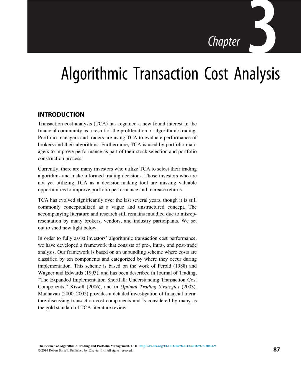 Chapter 3. Algorithmic Transaction Cost Analysis