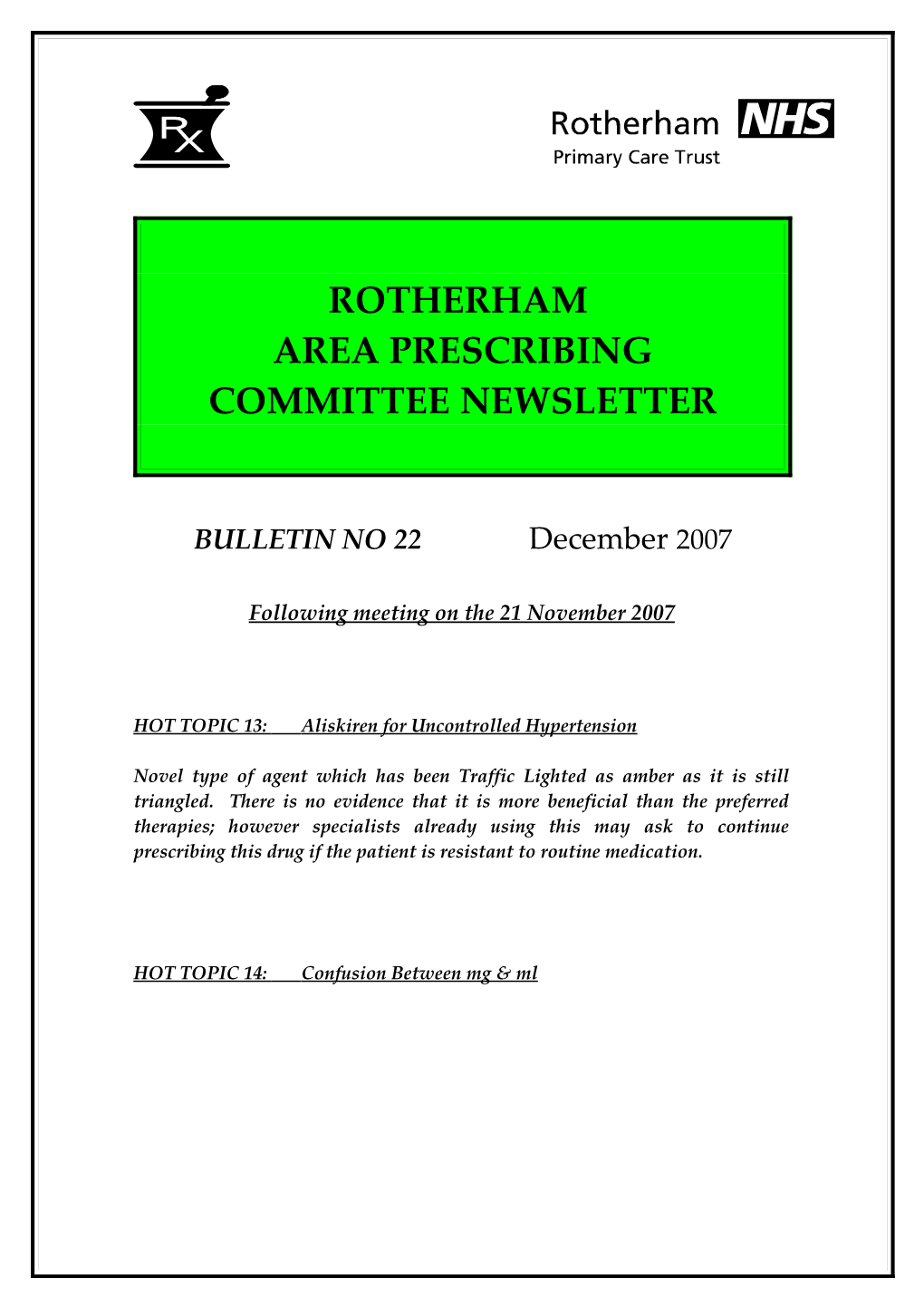 Rotherham Area Prescribing Committee