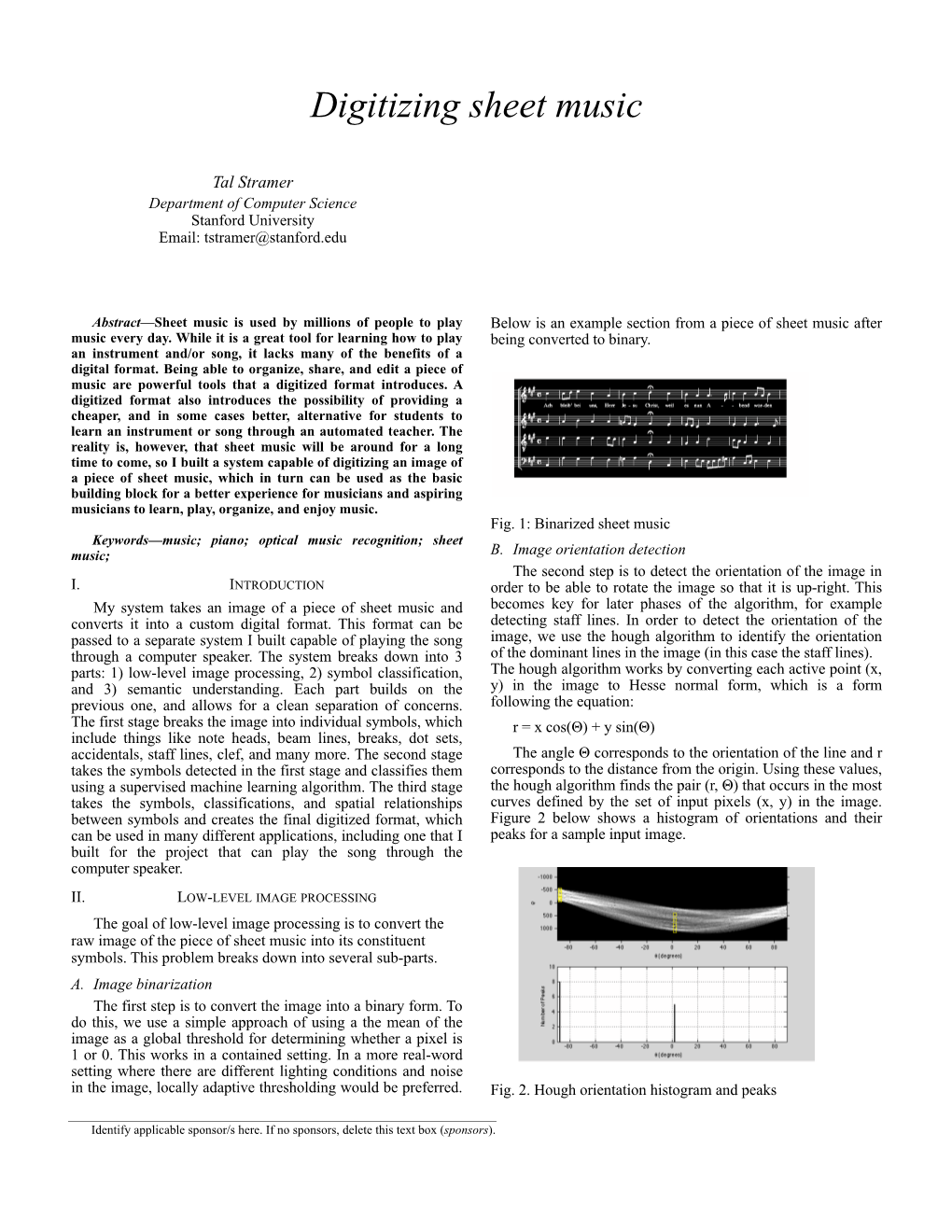 Digitizing Sheet Music