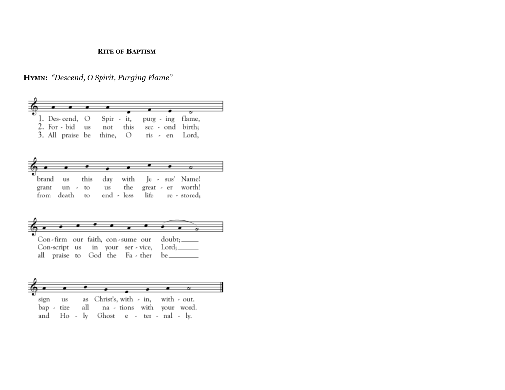 Hymn: Descend, O Spirit, Purging Flame